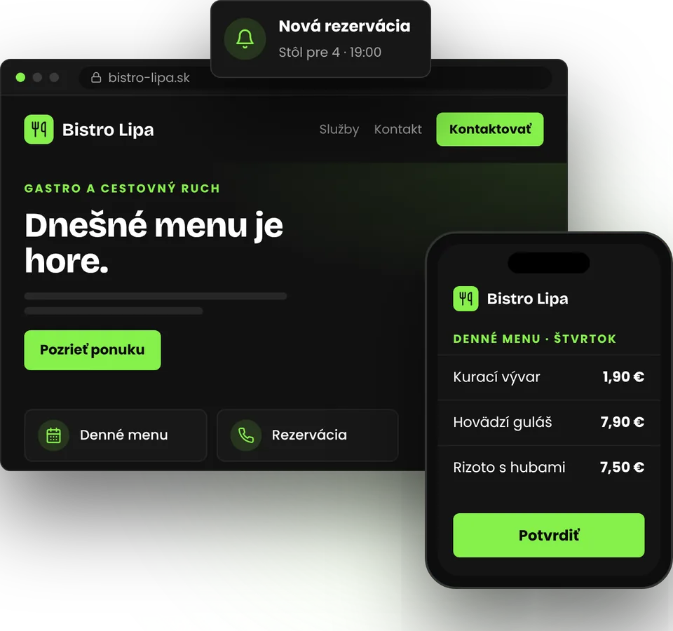 Web pre reštauráciu, kde si denné menu zmeníte za minútu – ilustrácia