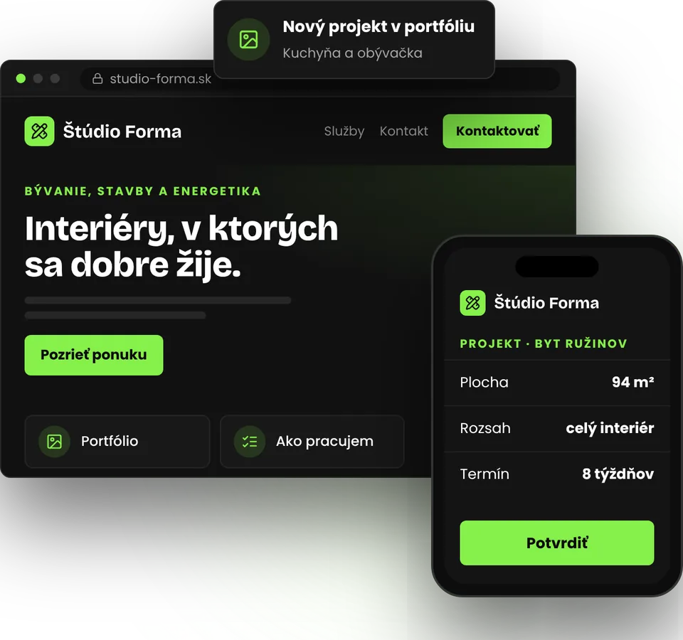 Web pre architekta, kde vyniknú projekty – ilustrácia