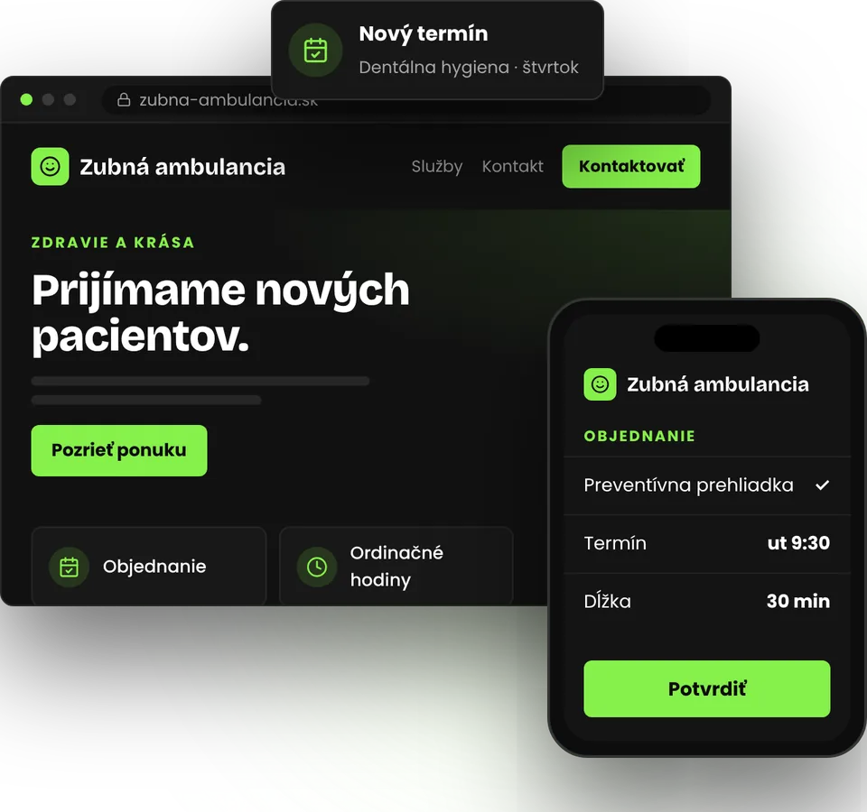 Web pre zubnú ambulanciu, ktorý odpovie skôr, než pacient zavolá – ilustrácia