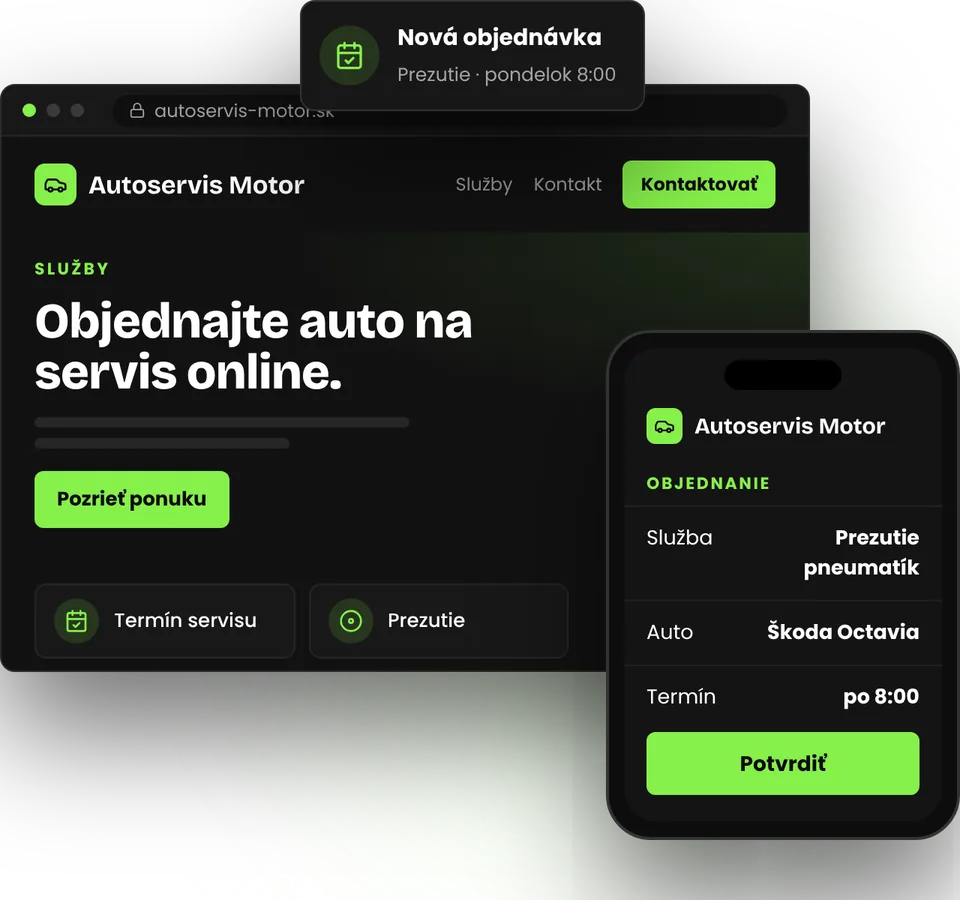 Web pre autoservis, cez ktorý sa zákazníci objednajú sami – ilustrácia