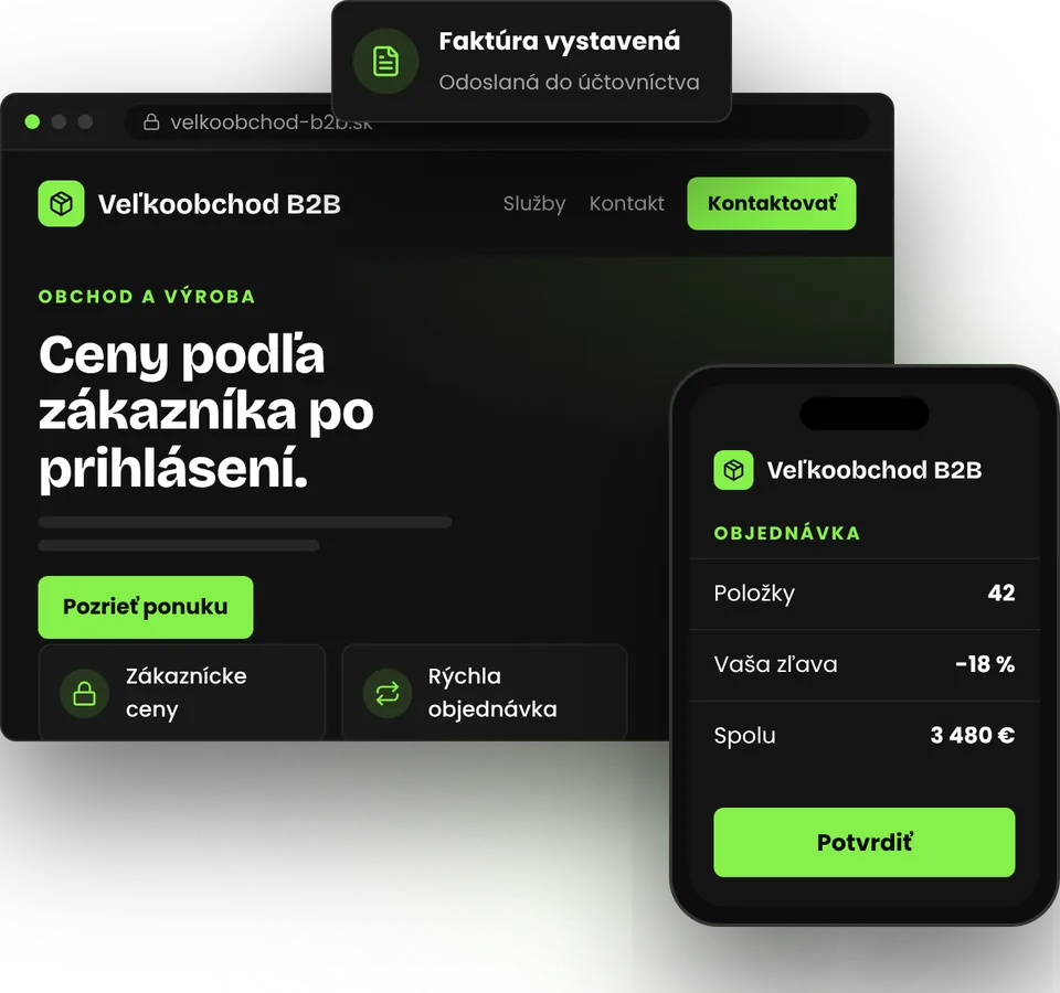B2B eshop, kde každý odberateľ vidí svoje ceny – ilustrácia