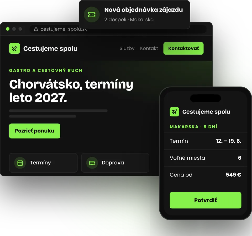 Web pre cestovnú kanceláriu s prehľadnou ponukou zájazdov – ilustrácia