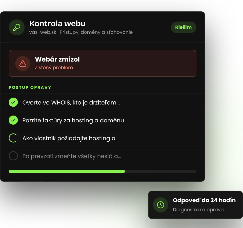 Pôvodný webár nereaguje: ako prevziať web – ilustrácia