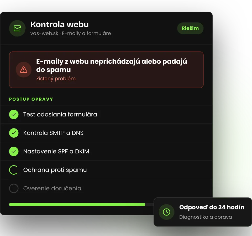 E-maily z webu neprichádzajú alebo končia v spame – ilustrácia