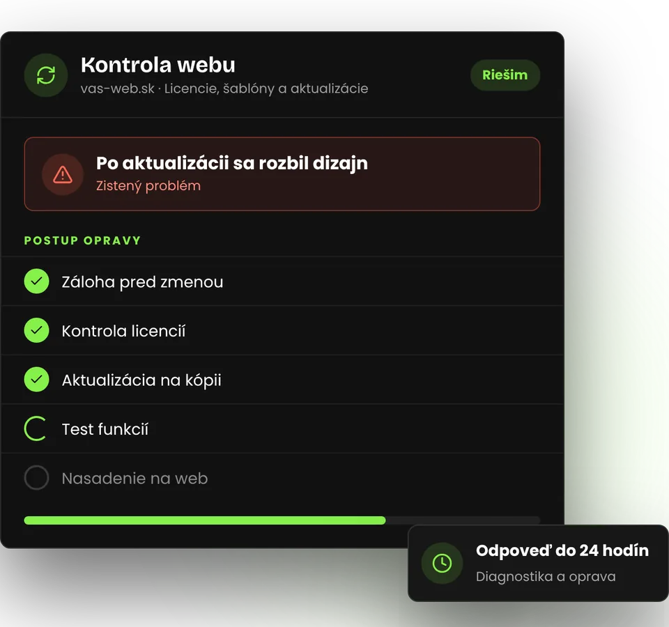 Po aktualizácii sa rozbil dizajn webu – ilustrácia